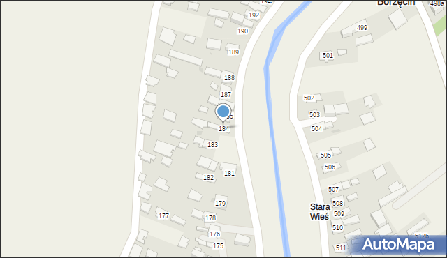 Borzęcin, Borzęcin, 184, mapa Borzęcin