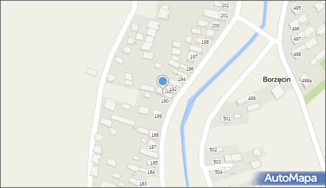 Borzęcin, Borzęcin, 191, mapa Borzęcin