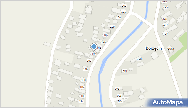Borzęcin, Borzęcin, 192, mapa Borzęcin