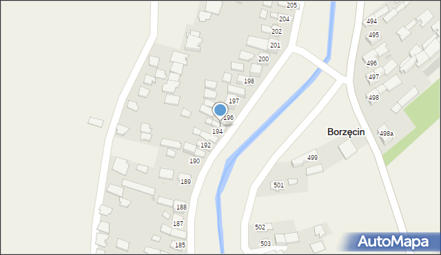Borzęcin, Borzęcin, 195, mapa Borzęcin