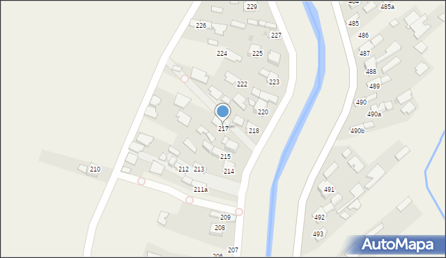 Borzęcin, Borzęcin, 217, mapa Borzęcin