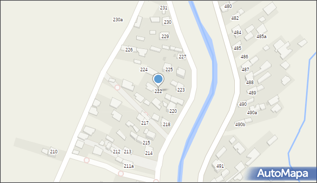 Borzęcin, Borzęcin, 222, mapa Borzęcin