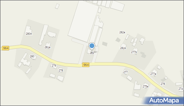 Borzęcin, Borzęcin, 281, mapa Borzęcin