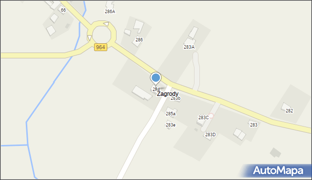 Borzęcin, Borzęcin, 284, mapa Borzęcin