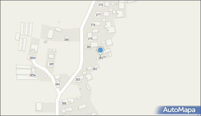 Borzęcin, Borzęcin, 381, mapa Borzęcin