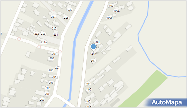 Borzęcin, Borzęcin, 492, mapa Borzęcin