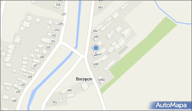 Borzęcin, Borzęcin, 497, mapa Borzęcin