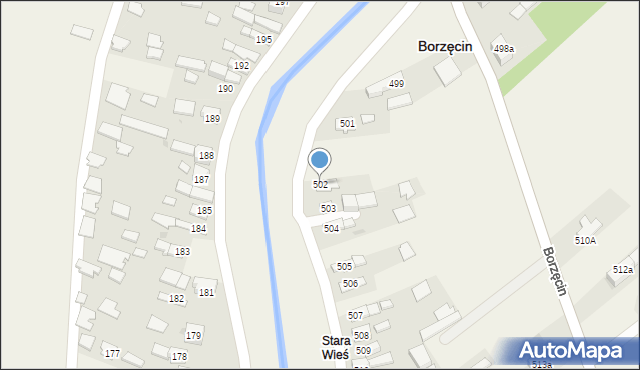 Borzęcin, Borzęcin, 502, mapa Borzęcin