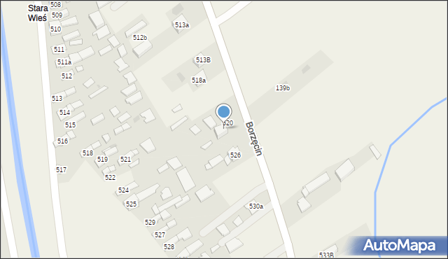 Borzęcin, Borzęcin, 524a, mapa Borzęcin