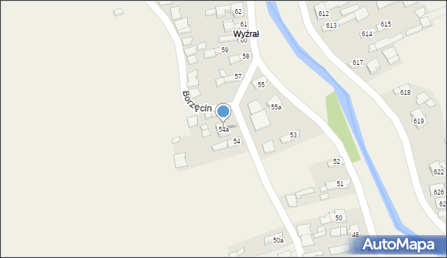 Borzęcin, Borzęcin, 54a, mapa Borzęcin