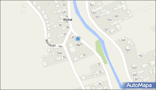 Borzęcin, Borzęcin, 55a, mapa Borzęcin