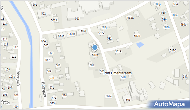 Borzęcin, Borzęcin, 581b, mapa Borzęcin
