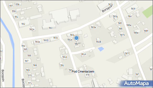 Borzęcin, Borzęcin, 582, mapa Borzęcin