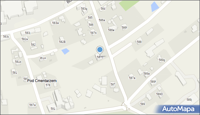 Borzęcin, Borzęcin, 587C, mapa Borzęcin