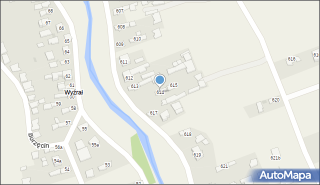 Borzęcin, Borzęcin, 614, mapa Borzęcin