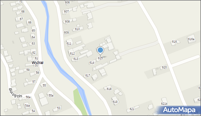 Borzęcin, Borzęcin, 615, mapa Borzęcin