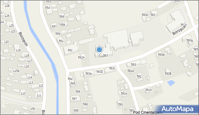 Borzęcin, Borzęcin, 653d, mapa Borzęcin
