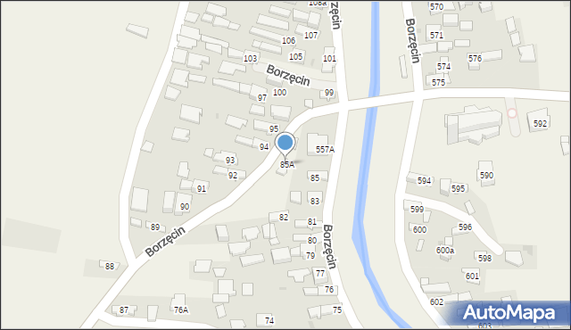 Borzęcin, Borzęcin, 85A, mapa Borzęcin