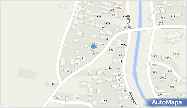 Borzęcin, Borzęcin, 92, mapa Borzęcin