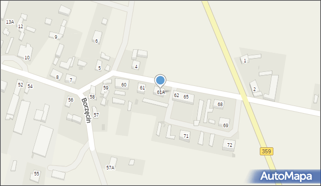 Borzęcin, Borzęcin, 61A, mapa Borzęcin