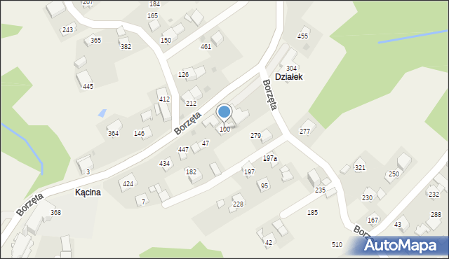 Borzęta, Borzęta, 100, mapa Borzęta