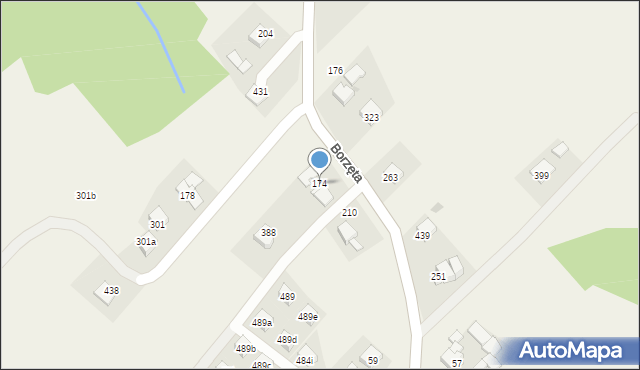 Borzęta, Borzęta, 174, mapa Borzęta