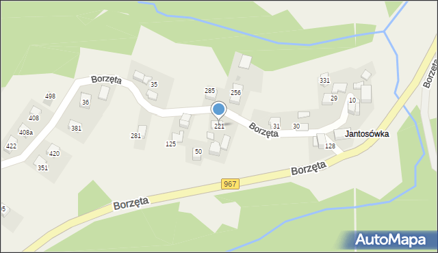 Borzęta, Borzęta, 221, mapa Borzęta