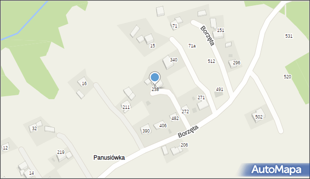 Borzęta, Borzęta, 238, mapa Borzęta