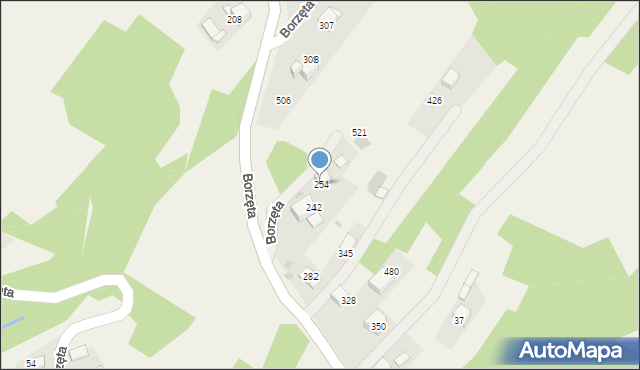 Borzęta, Borzęta, 254, mapa Borzęta