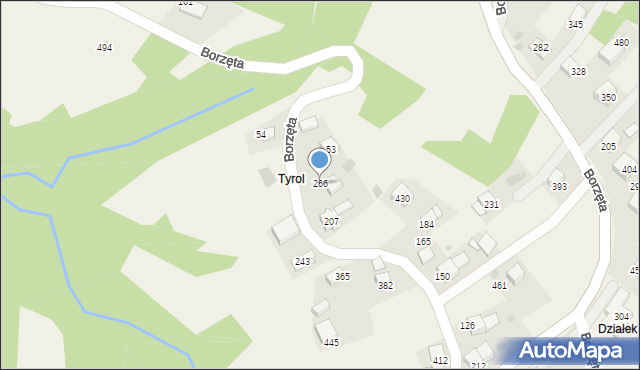 Borzęta, Borzęta, 266, mapa Borzęta