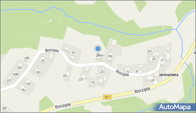 Borzęta, Borzęta, 285, mapa Borzęta