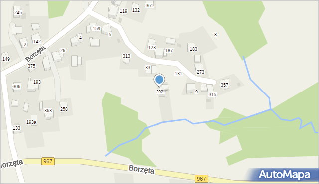 Borzęta, Borzęta, 292, mapa Borzęta