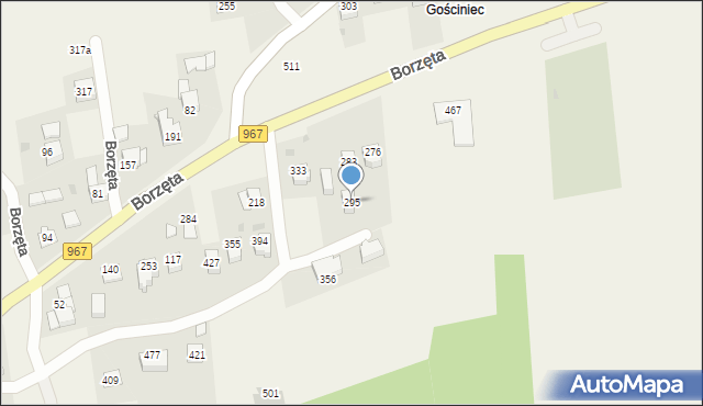 Borzęta, Borzęta, 295, mapa Borzęta