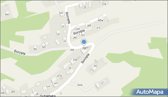 Borzęta, Borzęta, 298, mapa Borzęta