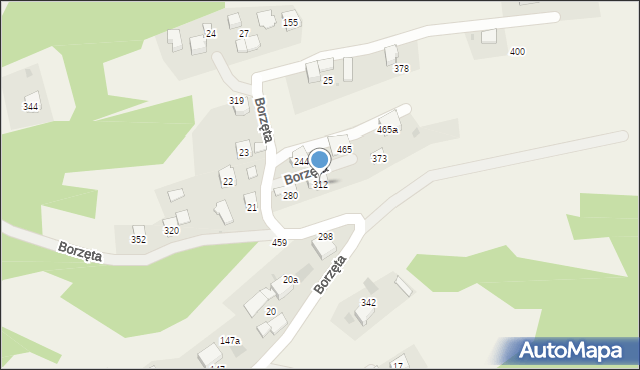Borzęta, Borzęta, 312, mapa Borzęta