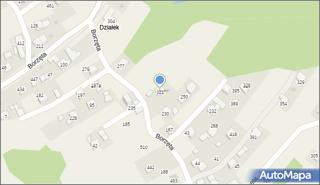 Borzęta, Borzęta, 321, mapa Borzęta