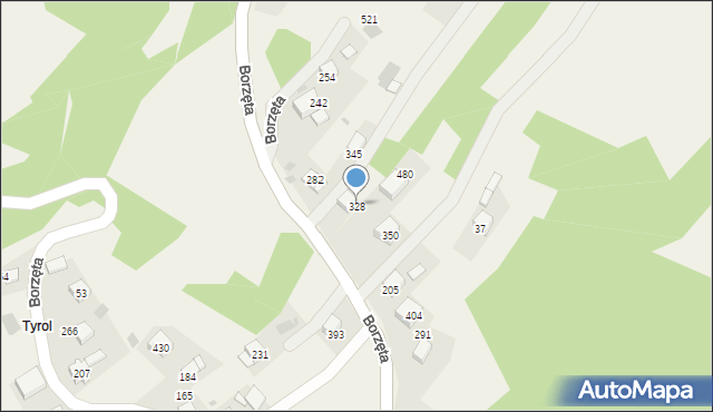 Borzęta, Borzęta, 328, mapa Borzęta