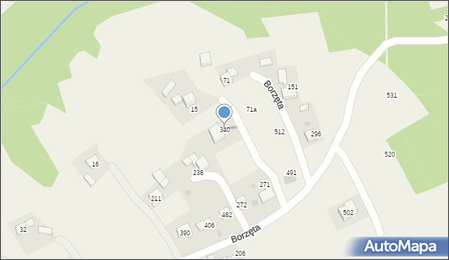 Borzęta, Borzęta, 340, mapa Borzęta