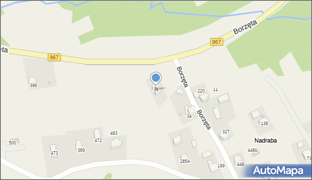 Borzęta, Borzęta, 38, mapa Borzęta