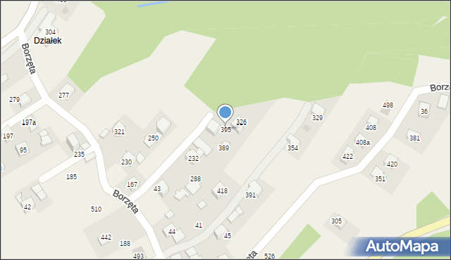 Borzęta, Borzęta, 395, mapa Borzęta