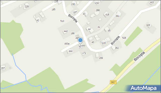 Borzęta, Borzęta, 417, mapa Borzęta