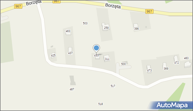 Borzęta, Borzęta, 433, mapa Borzęta