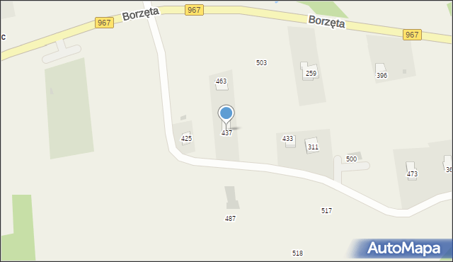 Borzęta, Borzęta, 437, mapa Borzęta