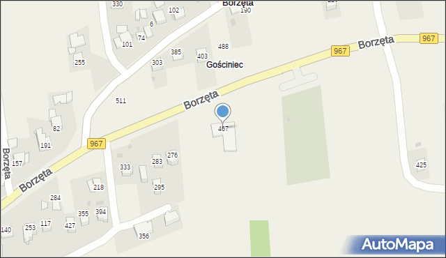 Borzęta, Borzęta, 467, mapa Borzęta