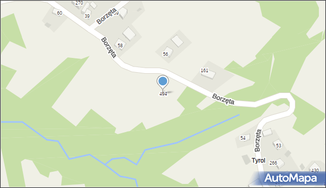Borzęta, Borzęta, 494, mapa Borzęta