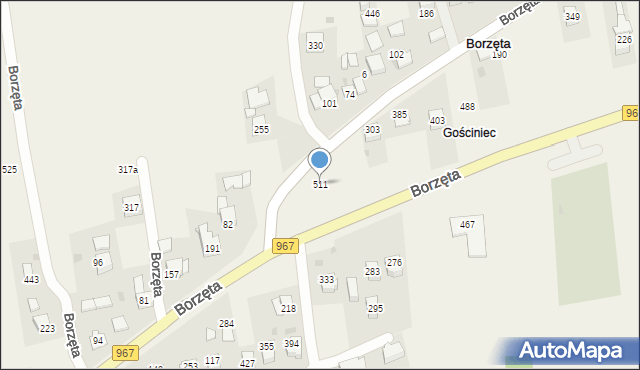 Borzęta, Borzęta, 511, mapa Borzęta