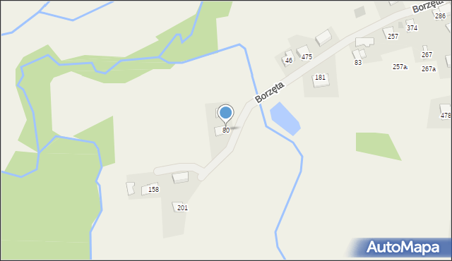 Borzęta, Borzęta, 80, mapa Borzęta