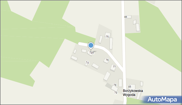 Borzykowa, Borzykowa, 74A, mapa Borzykowa