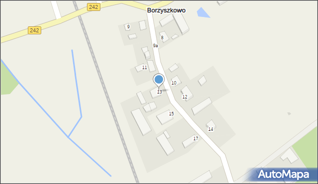 Borzyszkowo, Borzyszkowo, 13, mapa Borzyszkowo