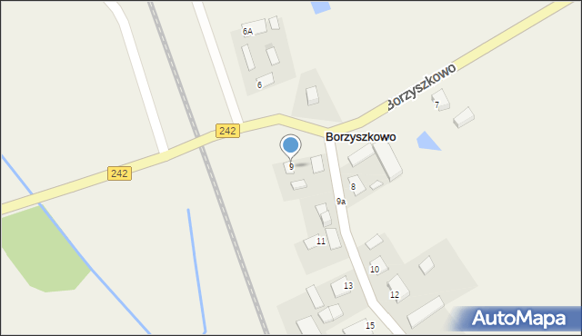 Borzyszkowo, Borzyszkowo, 9, mapa Borzyszkowo